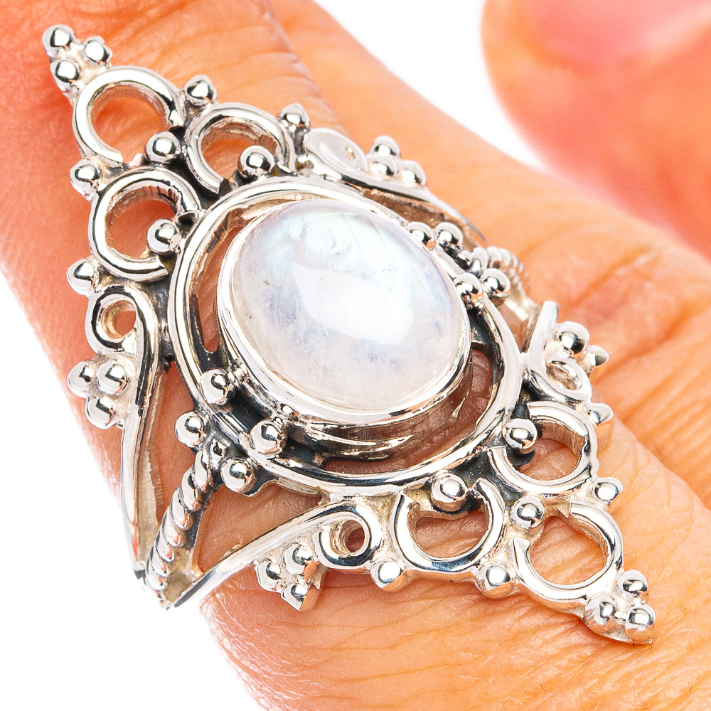 Premium Rainbow Moonstone Ring Size 7 (925 Sterling Silver) R8105