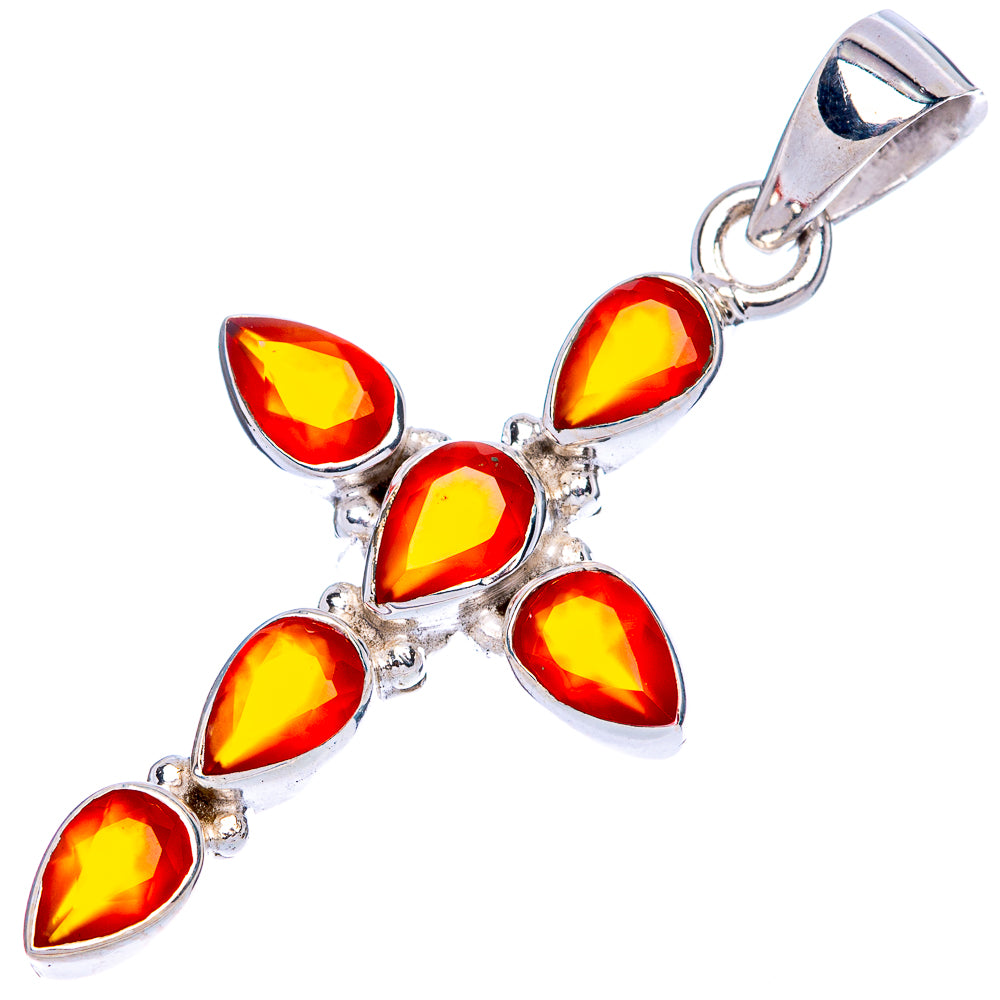 Carnelian Cross Pendants 1 5/8" (925 Sterling Silver) P42364