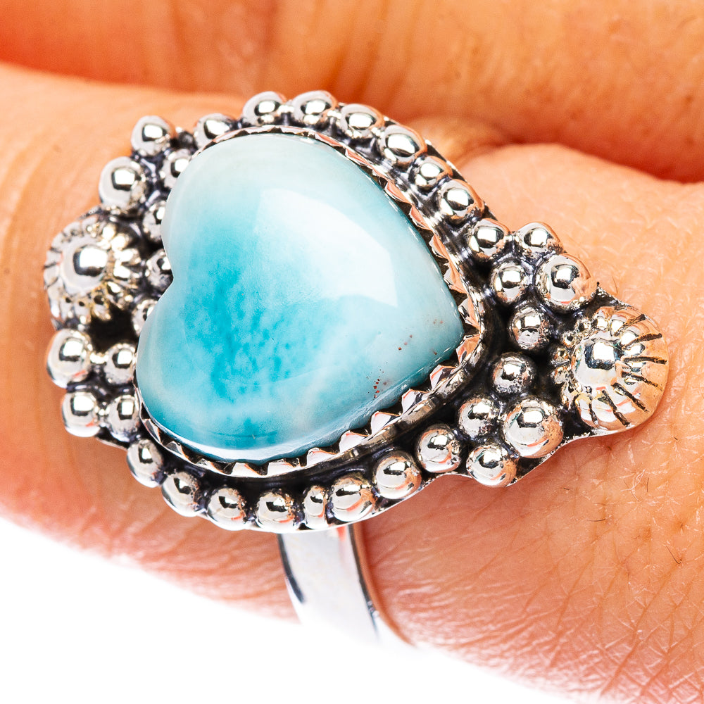 Larimar Heart Ring Size 8 (925 Sterling Silver) R2415