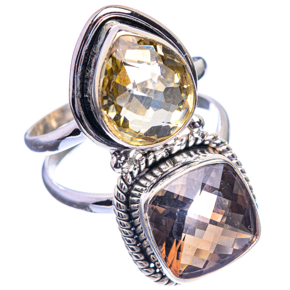 Large Smoky Quartz, Citrine Ring Size 8.5 (925 Sterling Silver) R143219