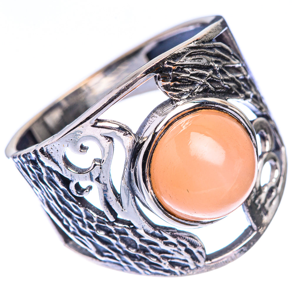 Peach Moonstone Ring Size 8.25 (925 Sterling Silver) R140520