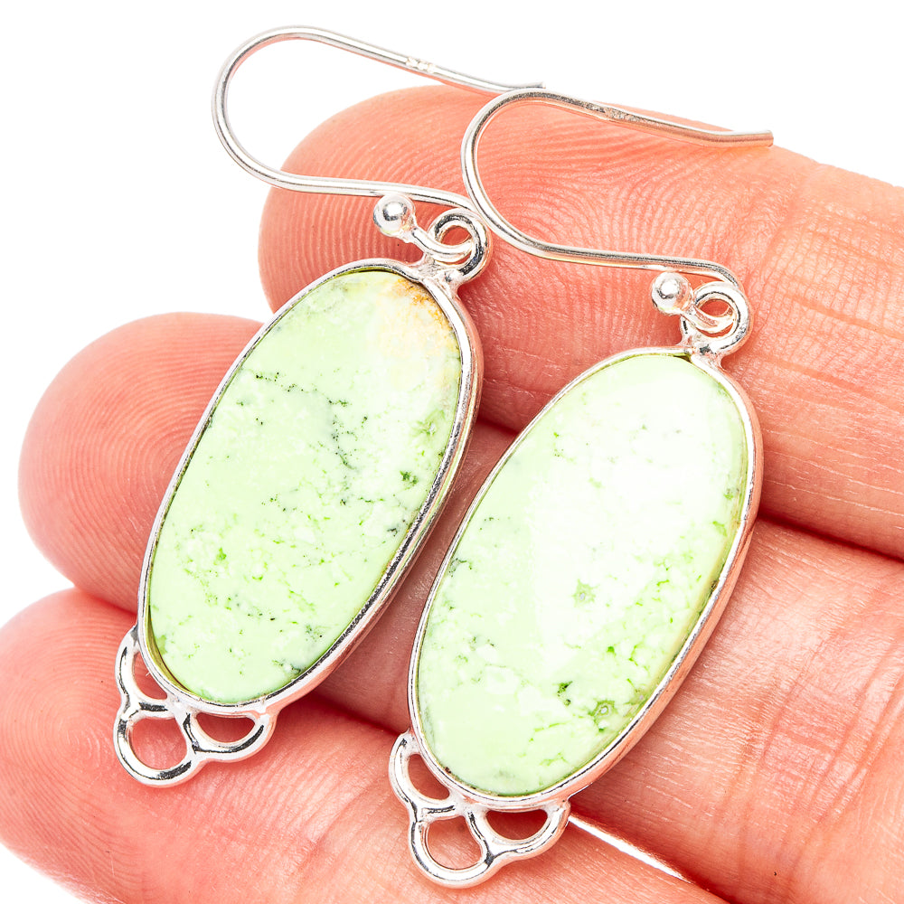Lemon Chrysoprase Earrings 1 5/8" (925 Sterling Silver) E2271