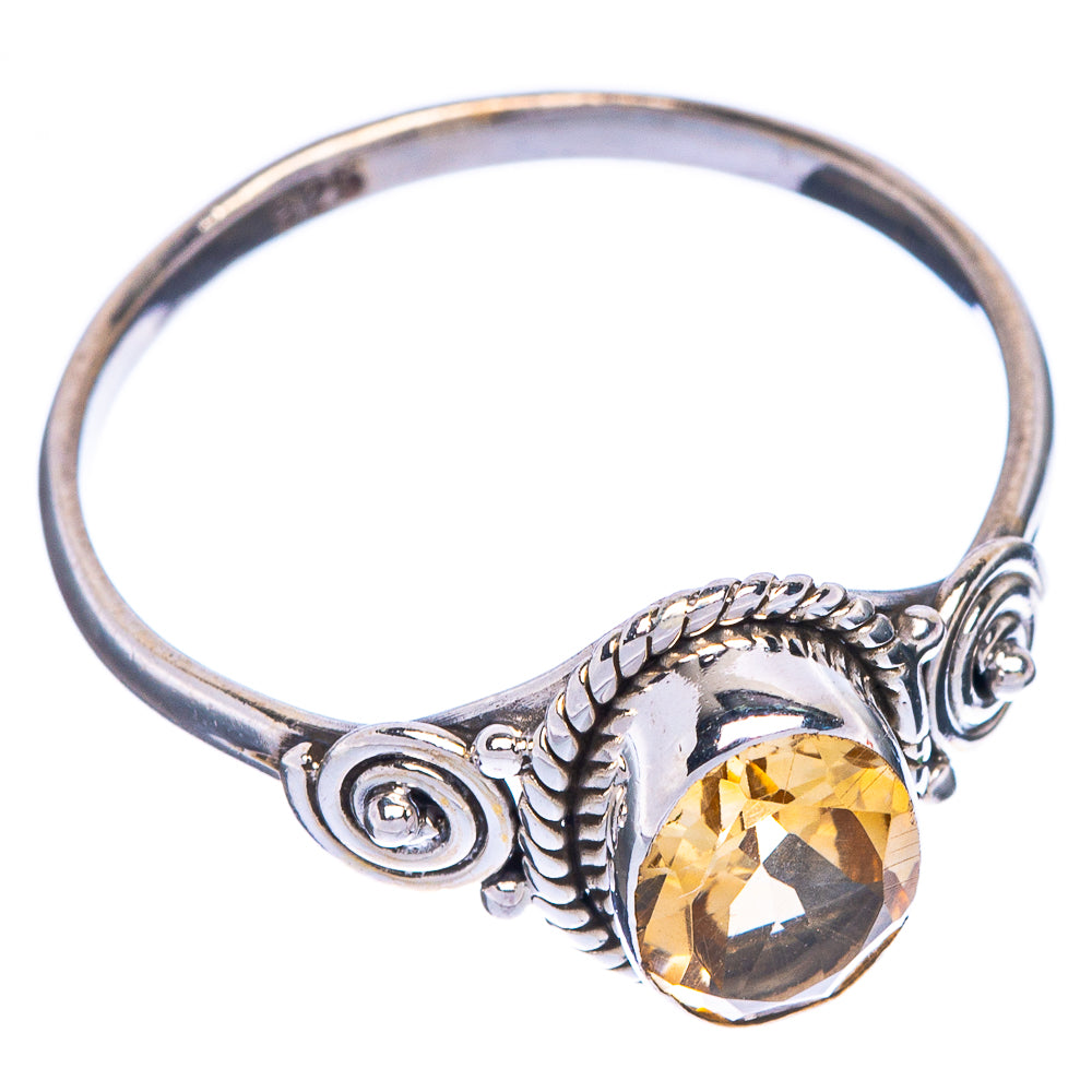 Faceted Citrine Dainty Ring Size 8.5 (925 Sterling Silver) R1218