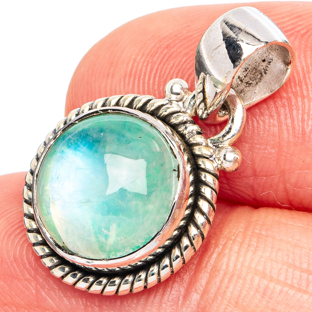Green Moonstone Pendant 1" (925 Sterling Silver) P45081