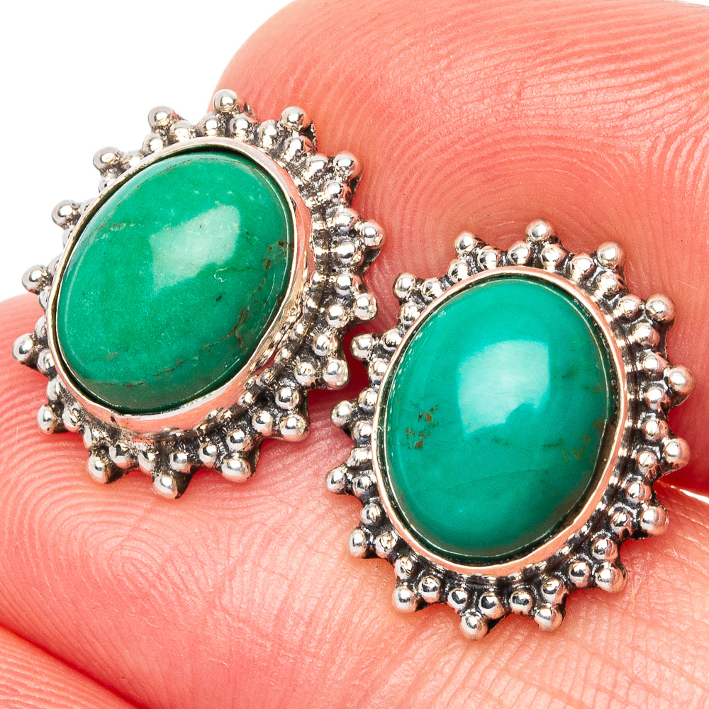 Tibetan Turquoise Earrings 5/8" (925 Sterling Silver) E1558