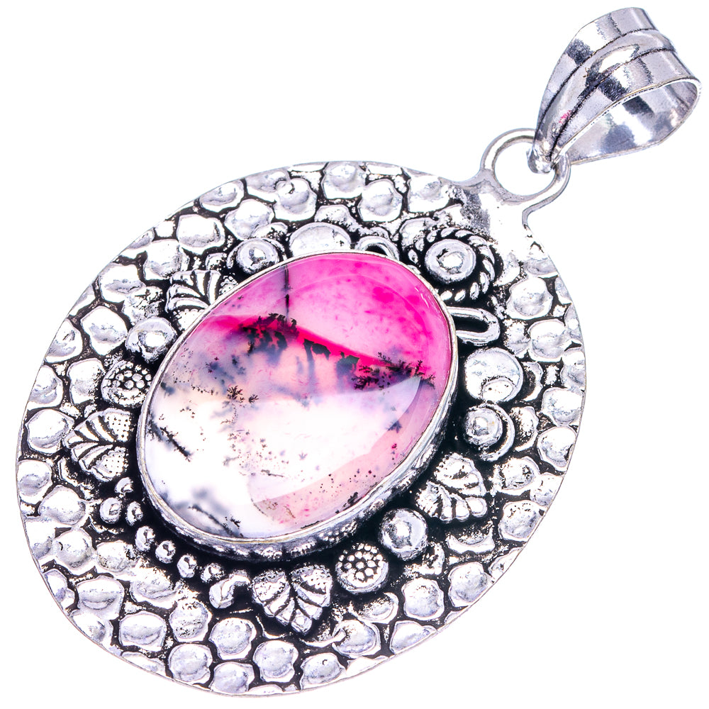 Pink Dendritic Opal Pendant 2 1/8" (German Silver)