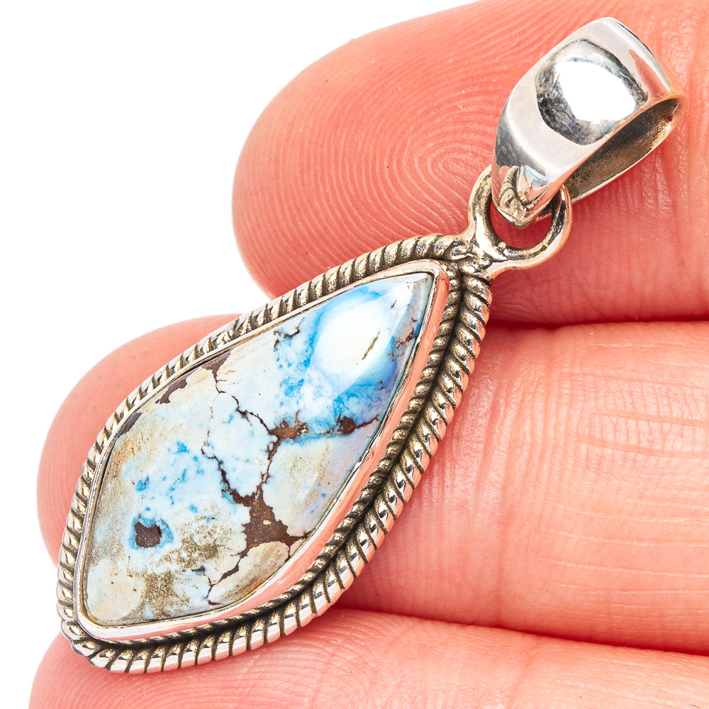 Rare Golden Hills Turquoise Pendant 1 5/8" (925 Sterling Silver) P44779