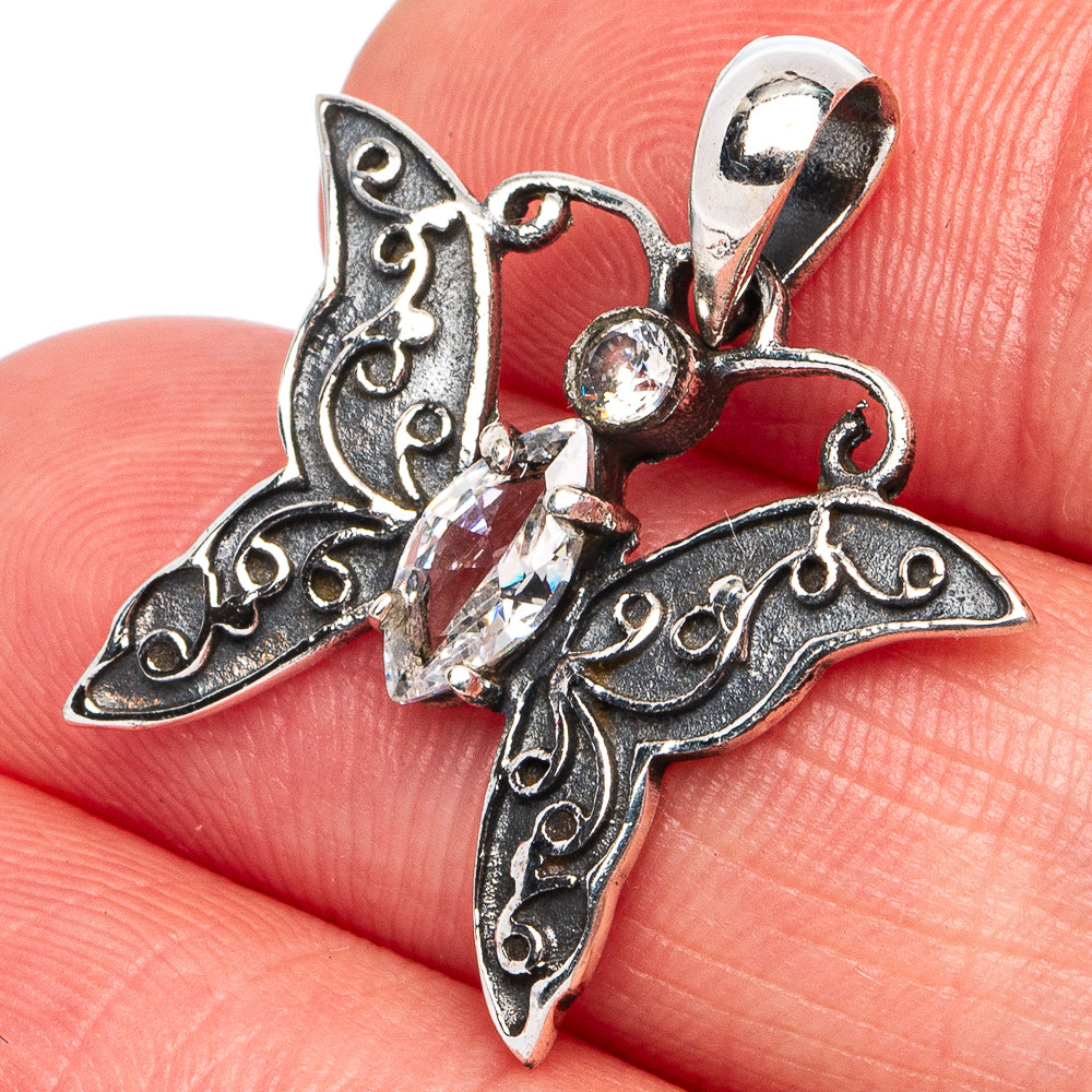 Blue Topaz Butterfly Pendant 7/8" (925 Sterling Silver) P45485
