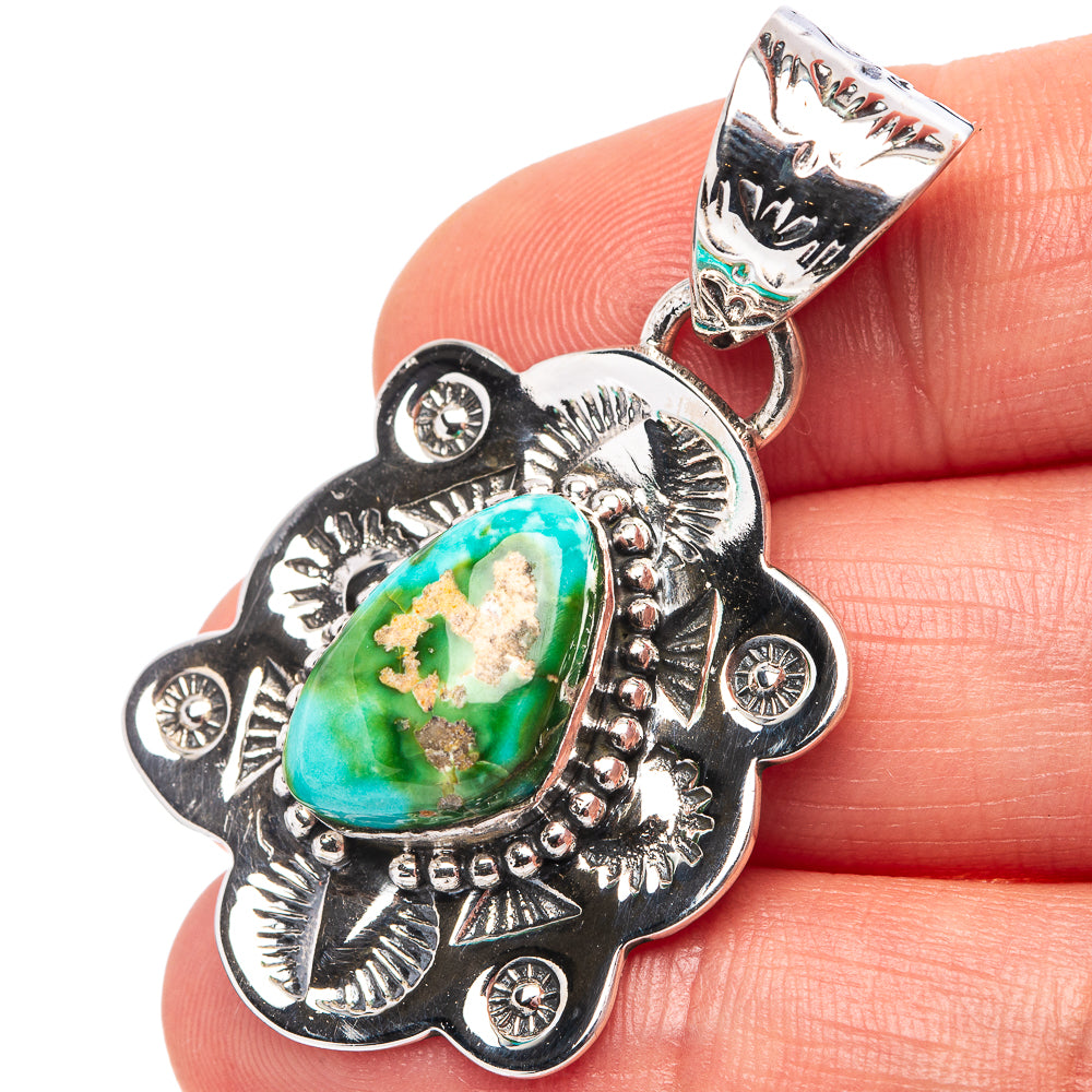Rare Sonoran Gold Turquoise Pendant 1 3/4" (.925 Sterling Silver)