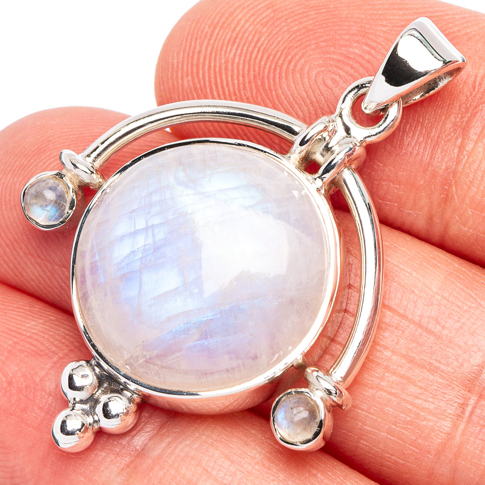 Rainbow Moonstone 925 Sterling Silver Premium Pendants 1 3/8" (925 Sterling Silver) P43706