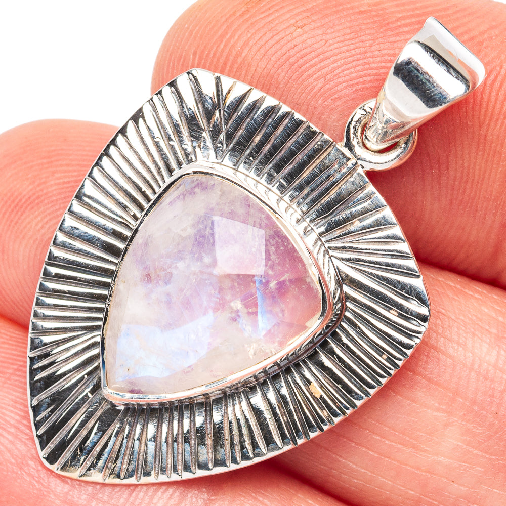 Premium Rainbow Moonstone Pendant 1 3/8" (925 Sterling Silver) P44693