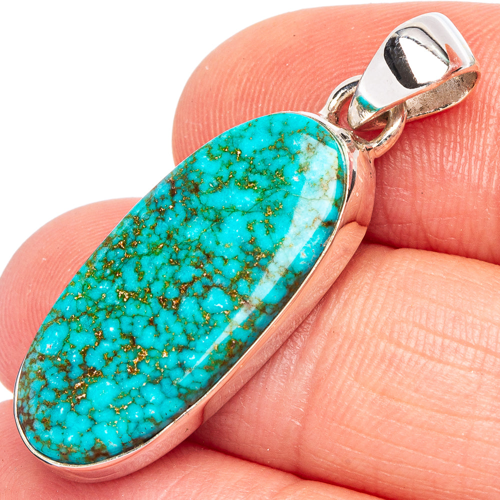 Rare Sonoran South Hill Turquoise Pendant 1 3/8" (925 Sterling Silver) P44975
