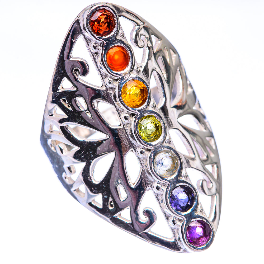 Rainbow Chakra Ring Size 6.75 (925 Sterling Silver) R140526
