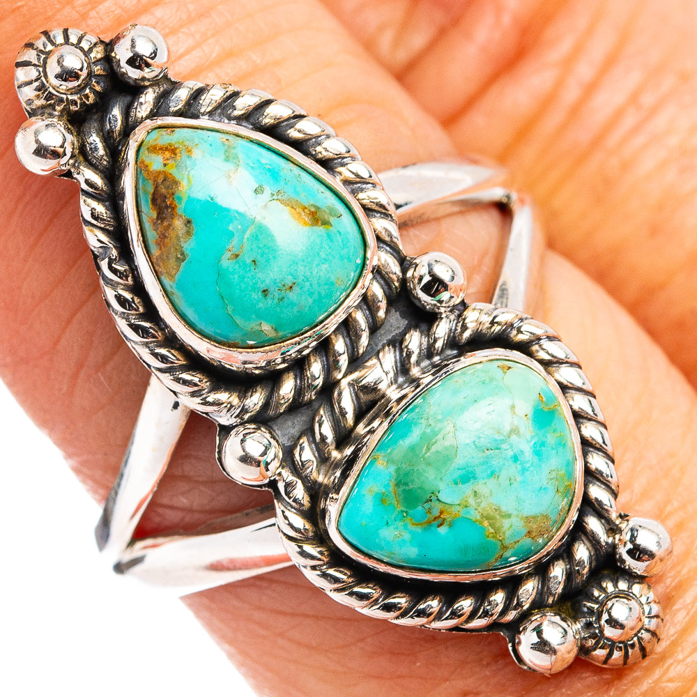 Native Style Mohave Turquoise Ring Size 8 (.925 Sterling Silver)