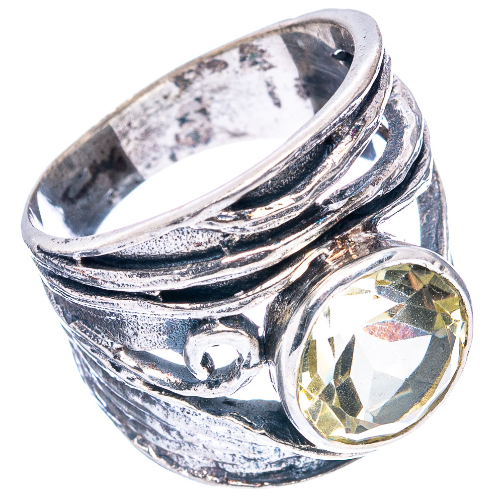 (Classic Series) Lemon Quartz Ring Size 7.5 (.925 Sterling Silver)