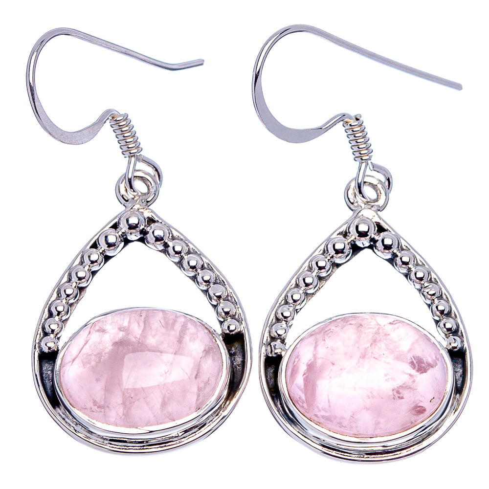 Premium Rose Quartz Earrings 1 1/2" (.925 Sterling Silver)