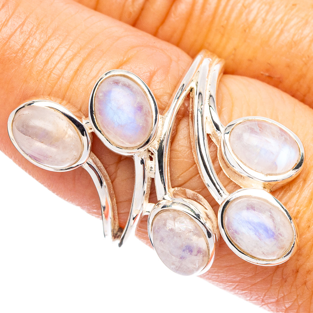 Rainbow Moonstone Ring Size 7.5 (925 Sterling Silver) R4749