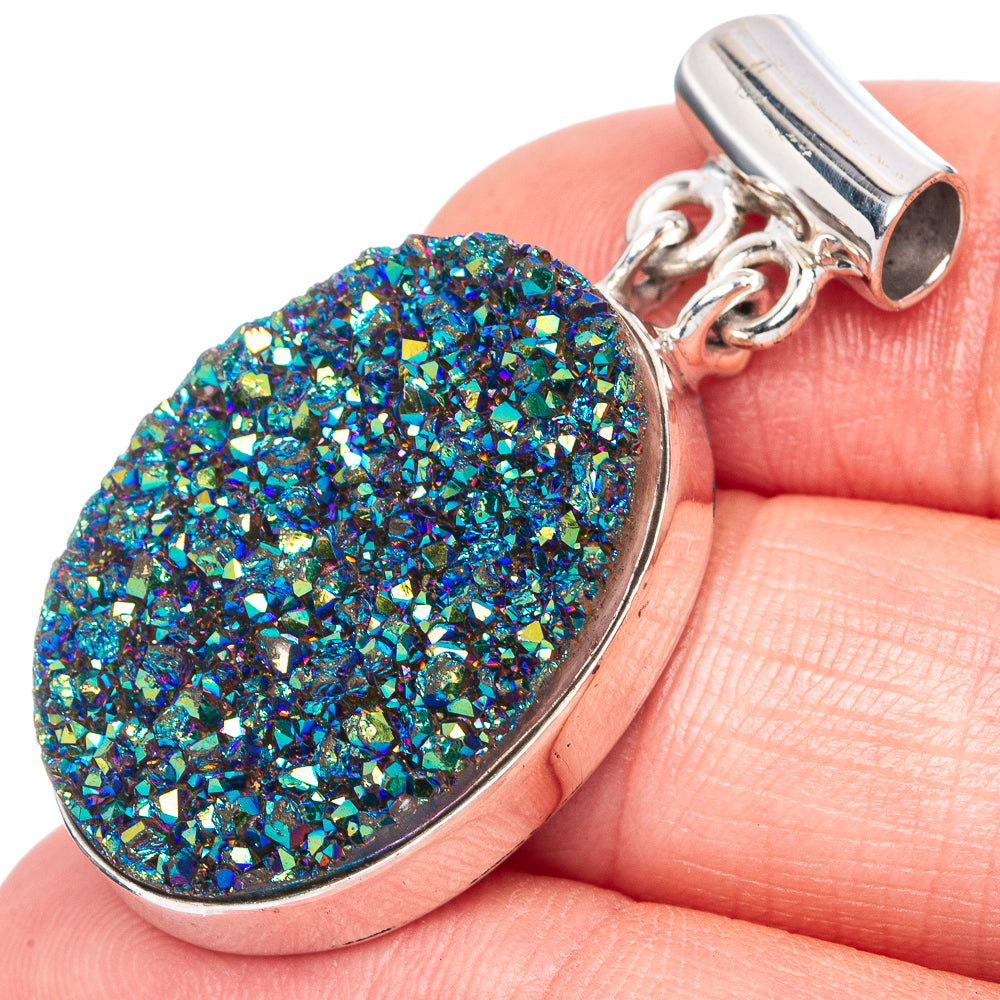 Titanium Druzy Pendant 1 1/2" (925 Sterling Silver) P41422