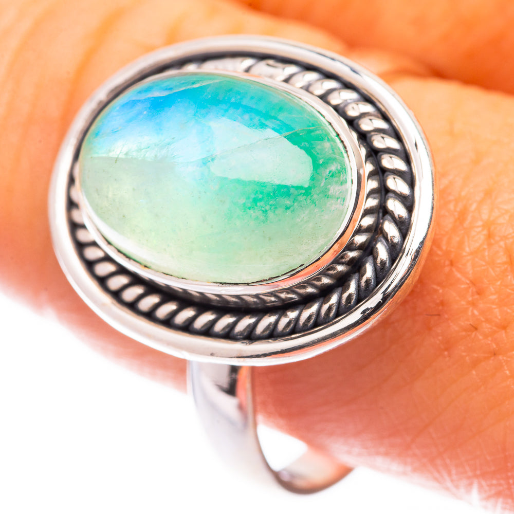 Green Moonstone Ring Size 10.5 (925 Sterling Silver) R140909