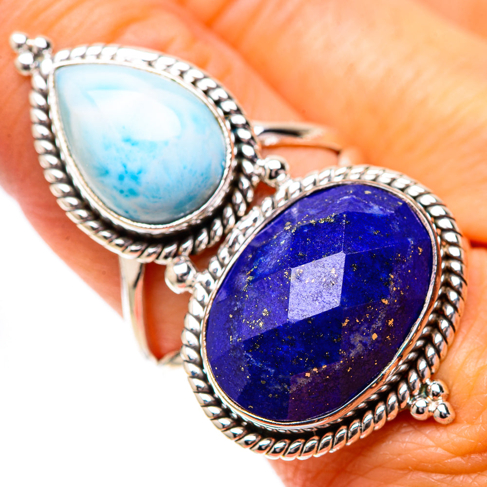Large Lapis Lazuli, Larimar Ring Size 8.75 (925 Sterling Silver) RING139078