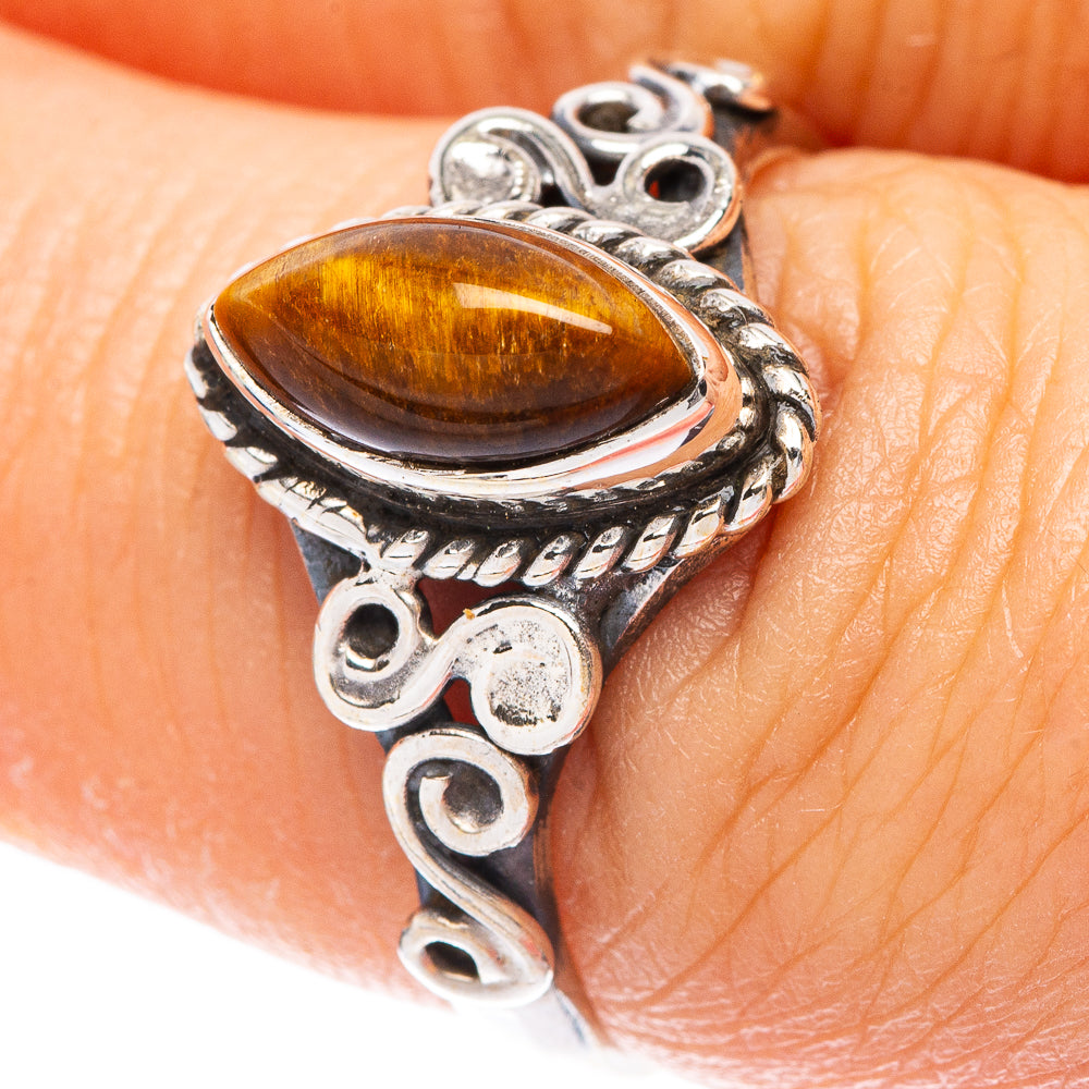 Tiger Eye Dainty Ring Size 7 (925 Sterling Silver) R5782