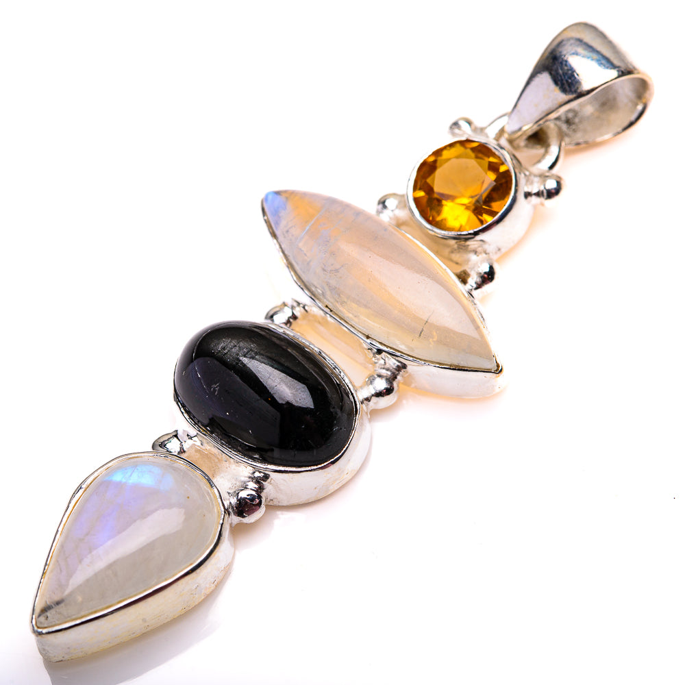 Rainbow Moonstone, Star Diopside, Citrine Pendant 1 7/8" (925 Sterling Silver) PD38572