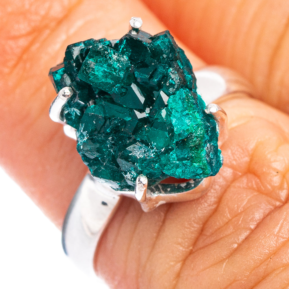 Rare Dioptase Ring Size 5.75 (.925 Sterling Silver)