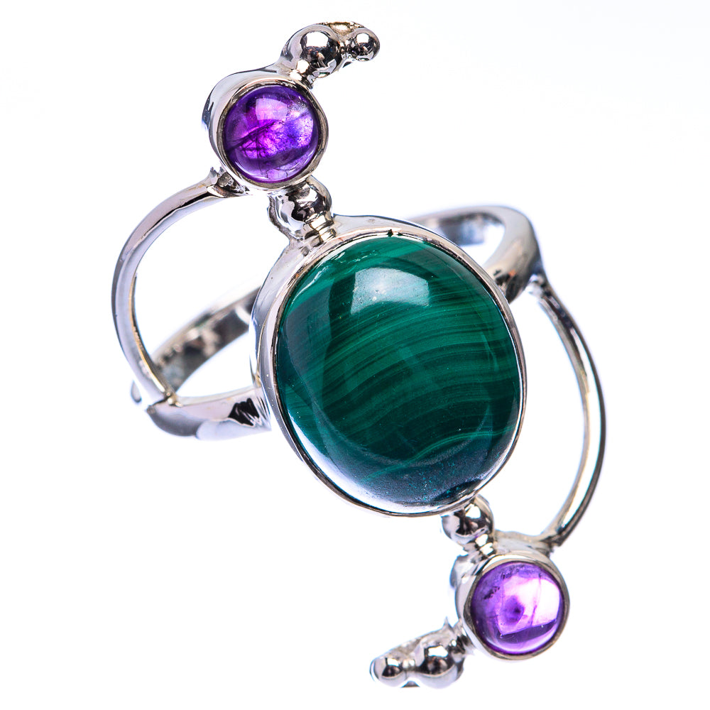 Premium Malachite, Amethyst Ring Size 6.25 (925 Sterling Silver) R141879