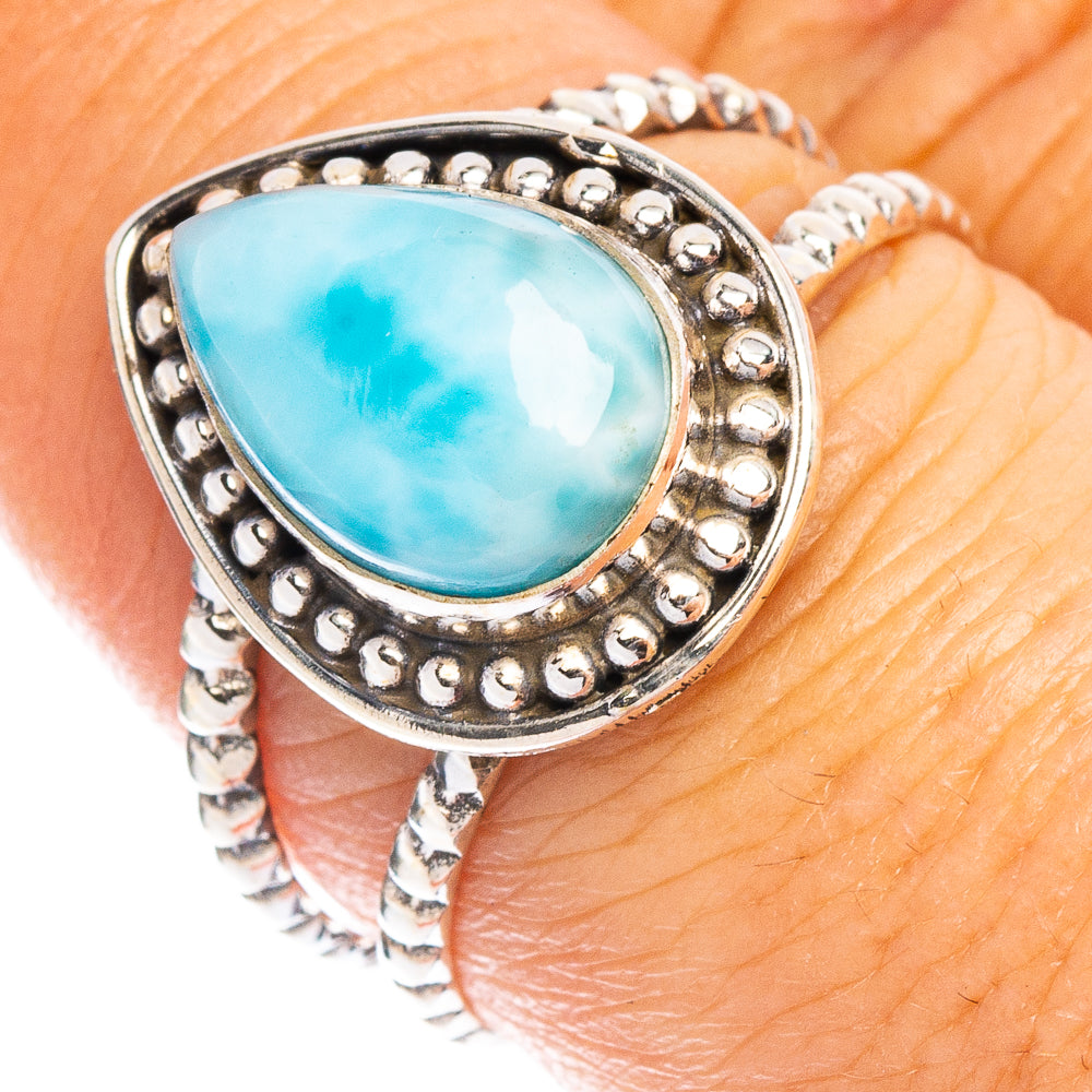 Rare Larimar Ring Size 8 (925 Sterling Silver) R7891