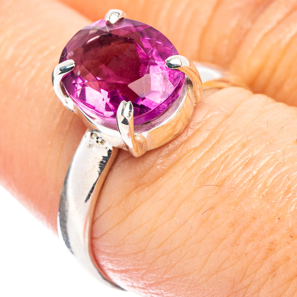 Faceted Pink Fluorite Ring Size 7.75 (.925 Sterling Silver)