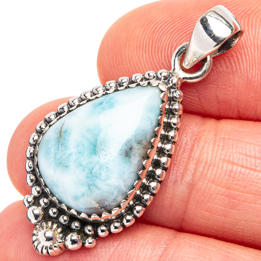 Rare Larimar Pendant 1 3/8" (.925 Sterling Silver)