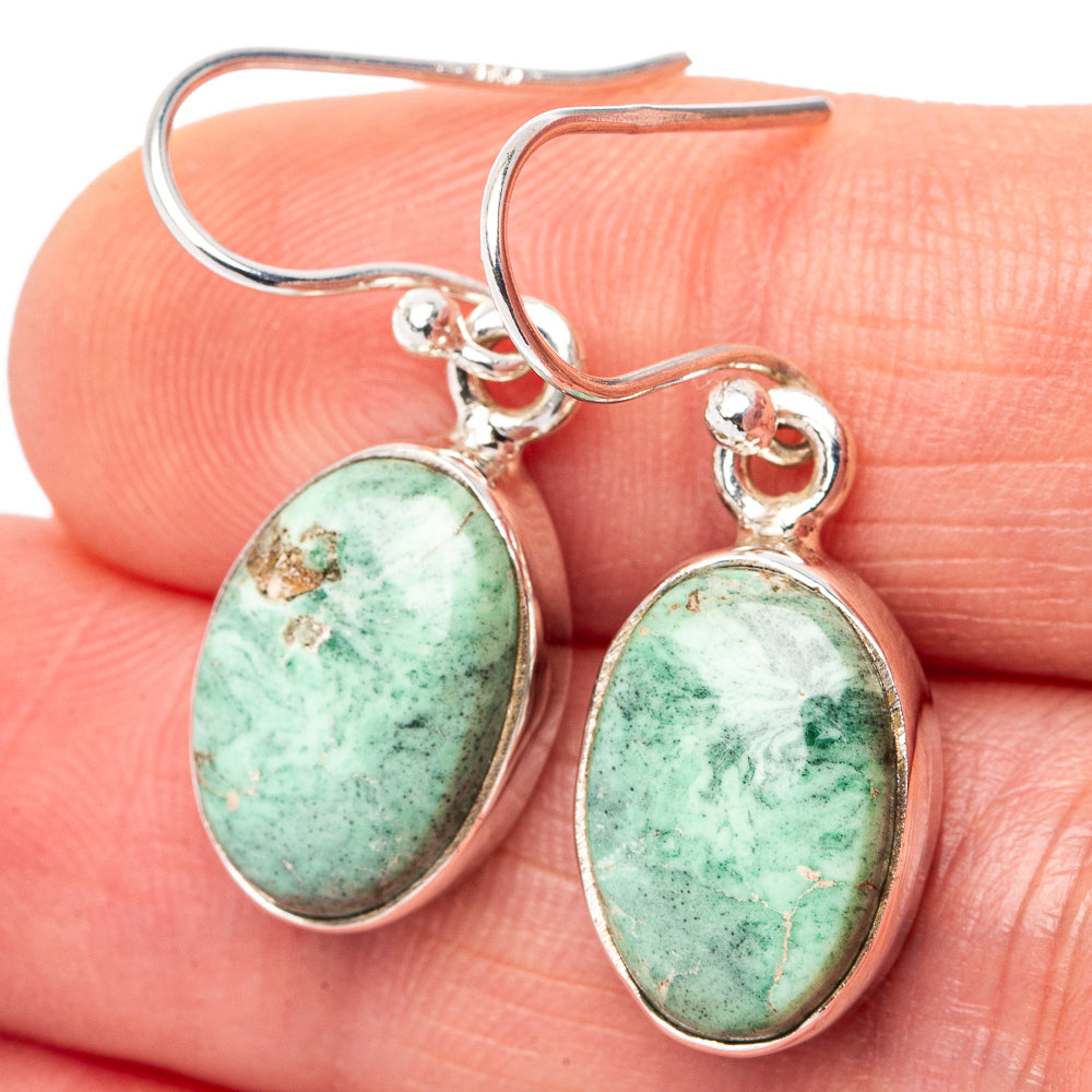 Variscite Earrings 1 1/4" (.925 Sterling Silver)