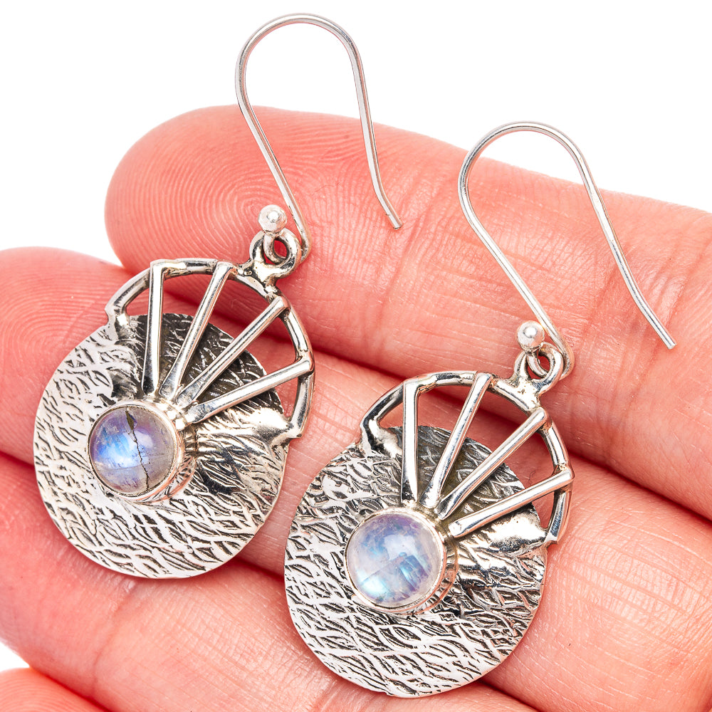 Rainbow Moonstone Earrings 1 5/8" (925 Sterling Silver) E433249