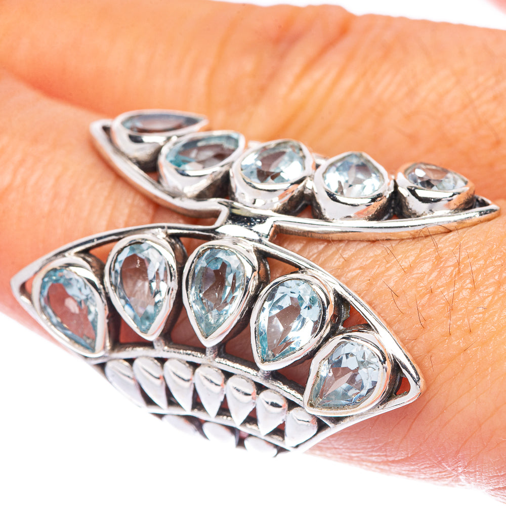 Large Blue Topaz Ring Size 8 (925 Sterling Silver) R144795