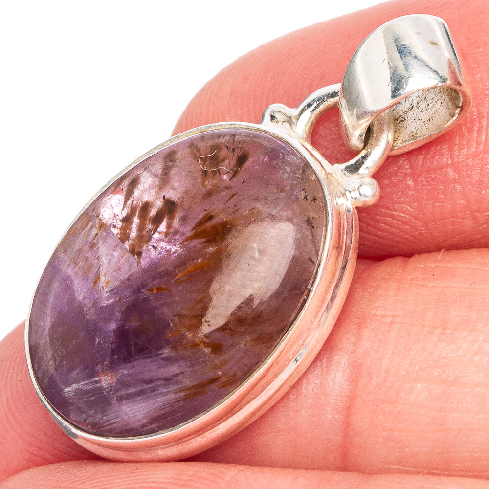 Rare Cacoxenite Amethyst Pendant 1 1/8" (925 Sterling Silver) P40530