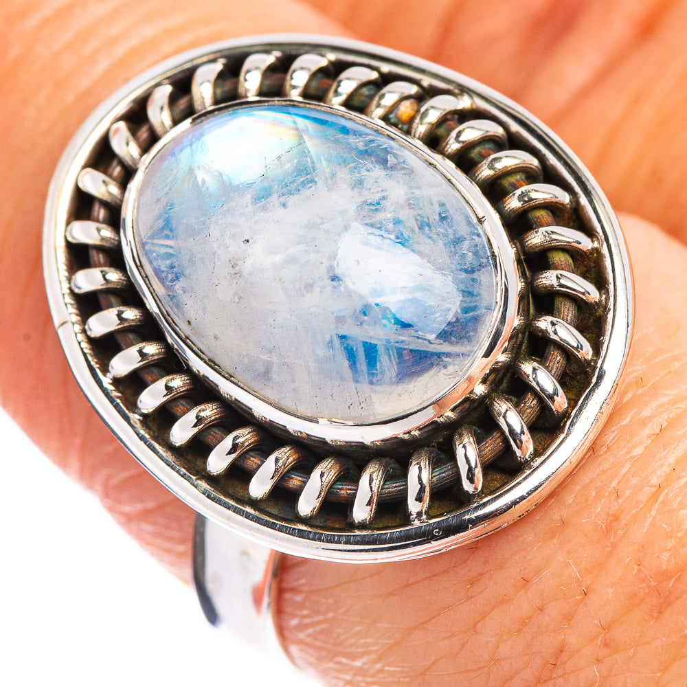 Blue Moonstone Ring Size 8 (.925 Sterling Silver)