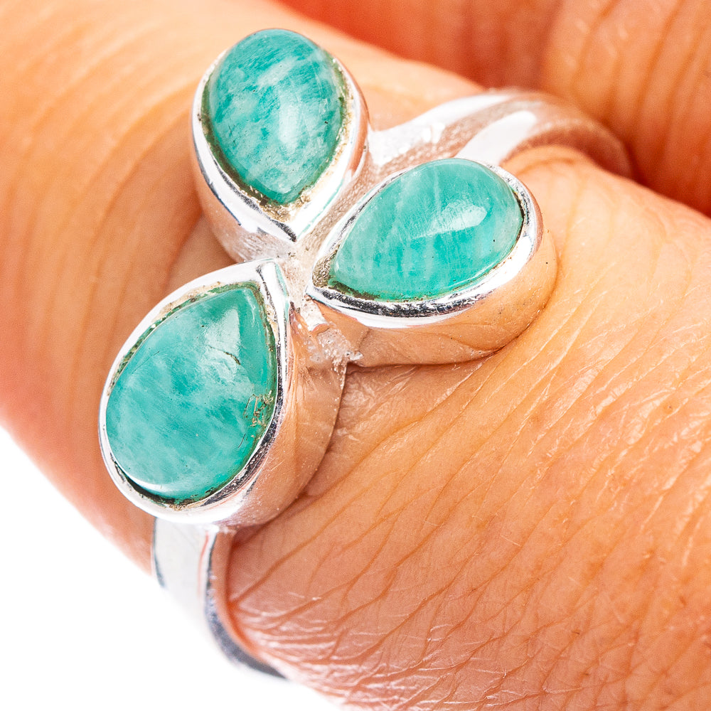 Amazonite Dainty Ring Size 7.75 (.925 Sterling Silver)