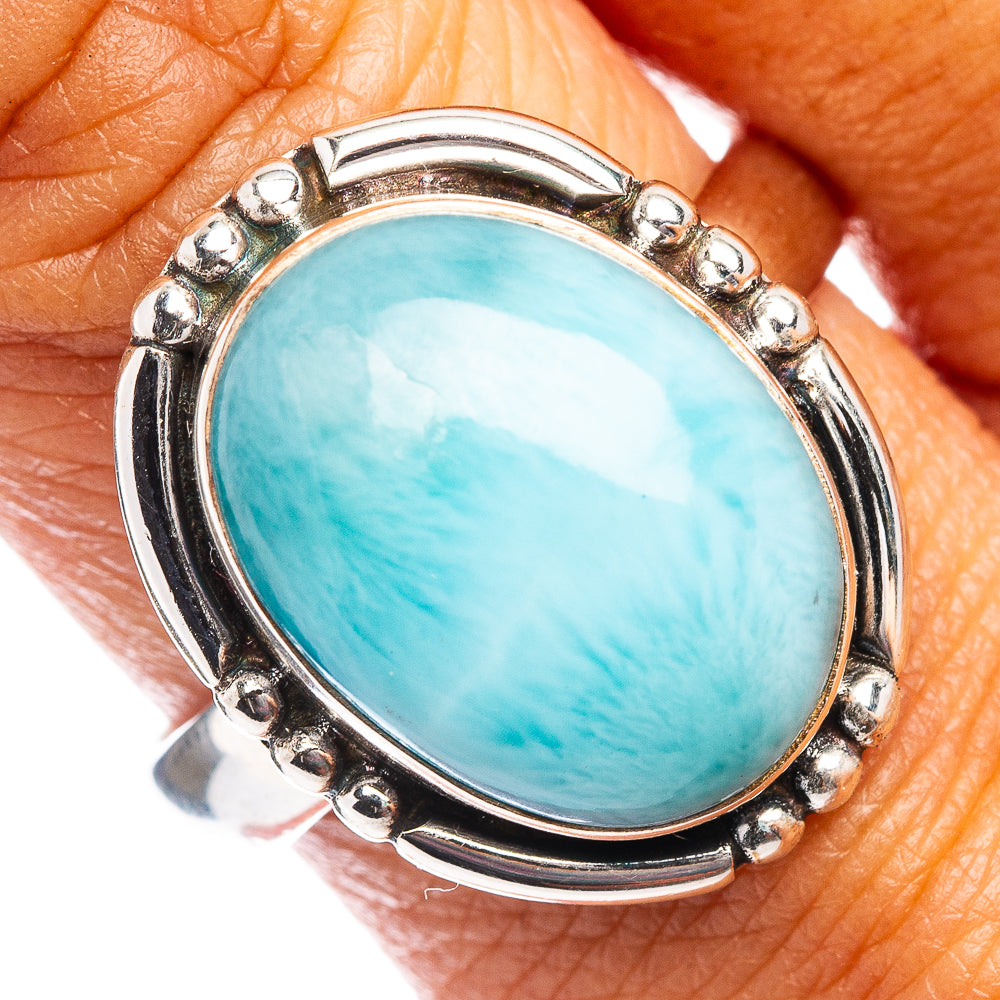 Premium Rare Larimar Ring Size 9 (.925 Sterling Silver)