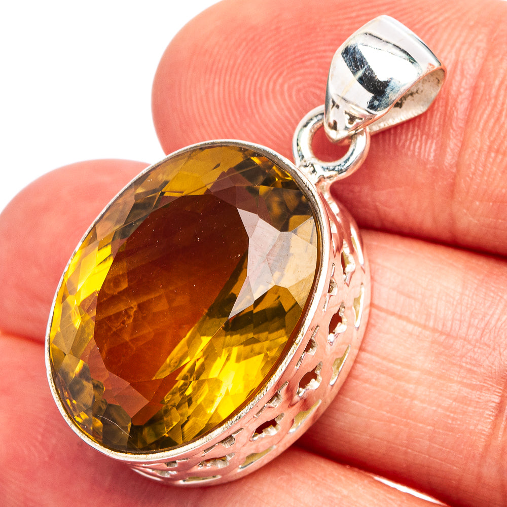 Premium Faceted Citrine Pendant 1 1/4" (.925 Sterling Silver)