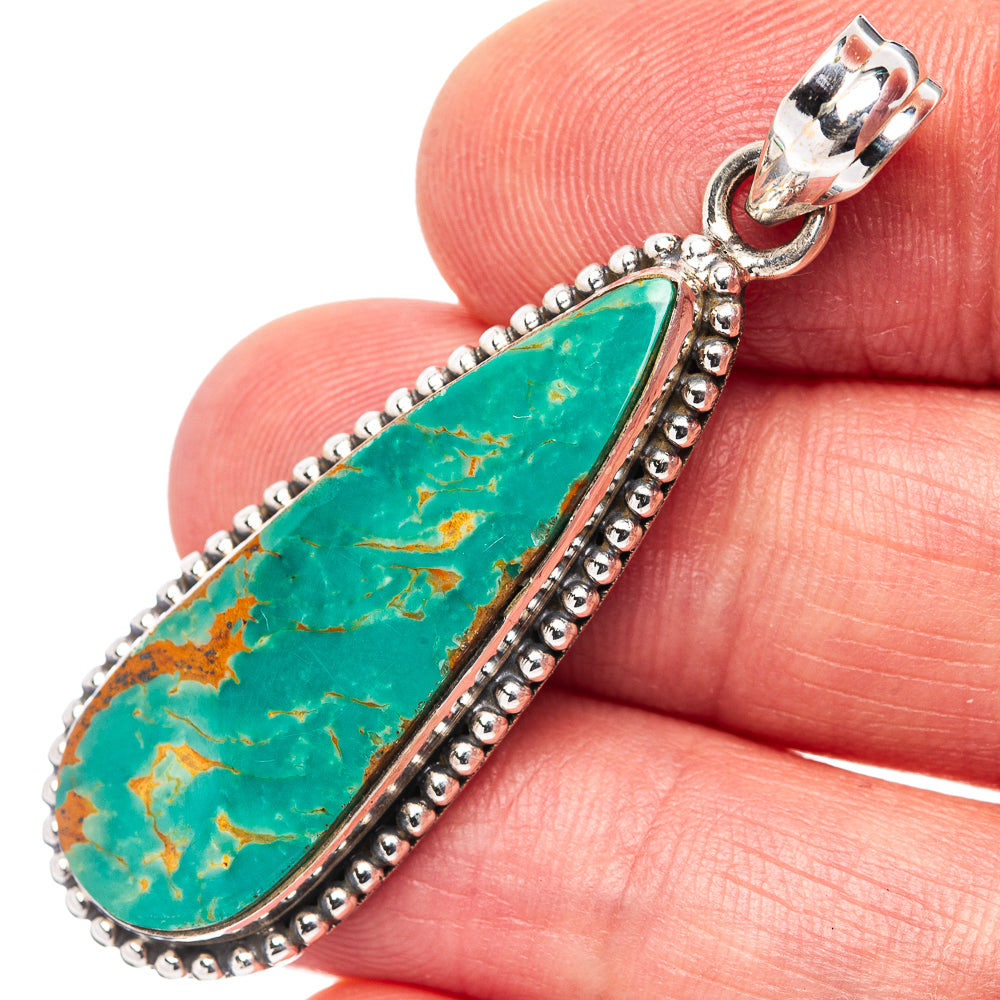 Royston Turquoise Pendant 1 7/8" (.925 Sterling Silver)