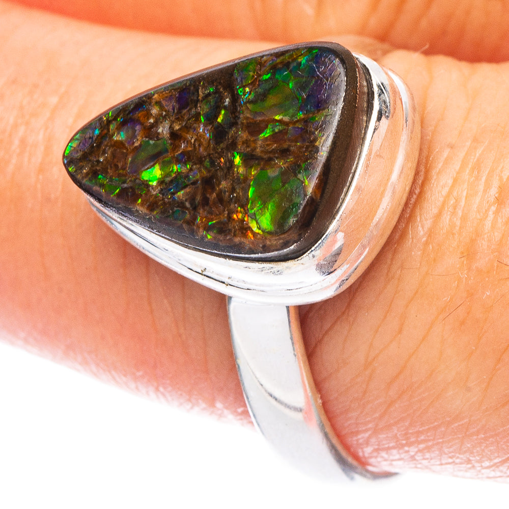 Rare Ammolite Ring Size 9 (925 Sterling Silver) R7203
