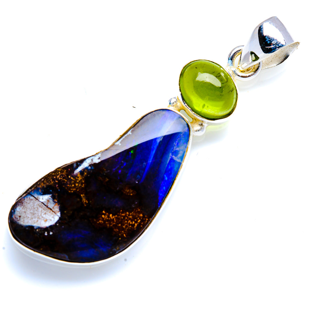 Boulder Opal, Peridot 925 Sterling Silver Pendant 2" (925 Sterling Silver) PD38317