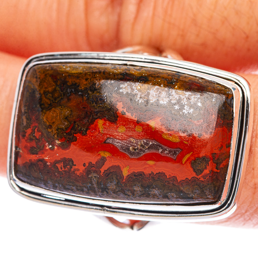 Huge Moroccan Agate Ring Size 10.75 (925 Sterling Silver) R144668