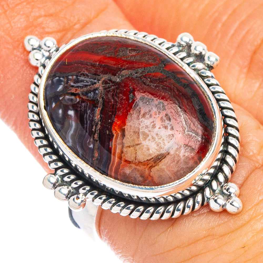 Crazy Lace Agate Ring Size 5.75 (.925 Sterling Silver)