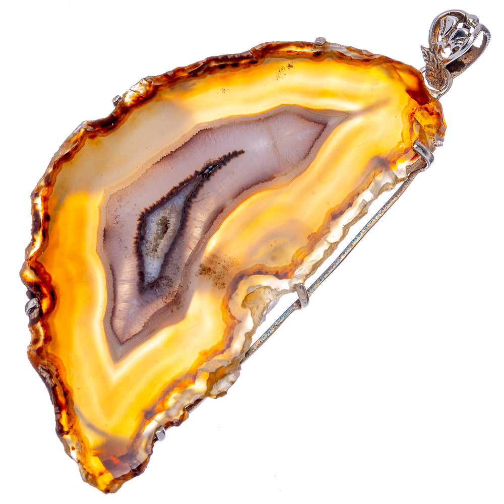 Gigantic Agate Slice 3 7/8" Pendant (925 Sterling Silver) P39999