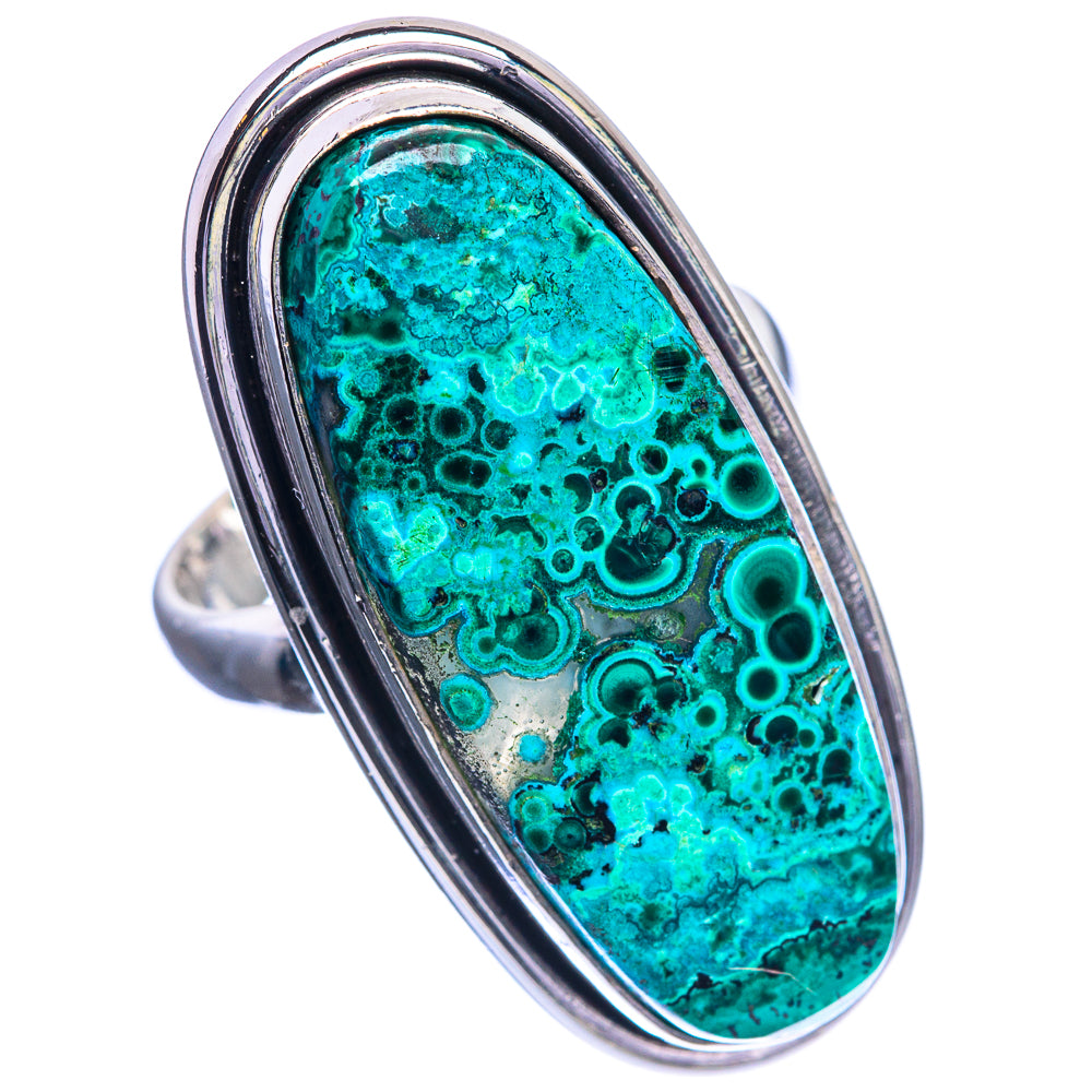 Large Malachite In Chrysocolla 925 Sterling Silver Ring Size 6