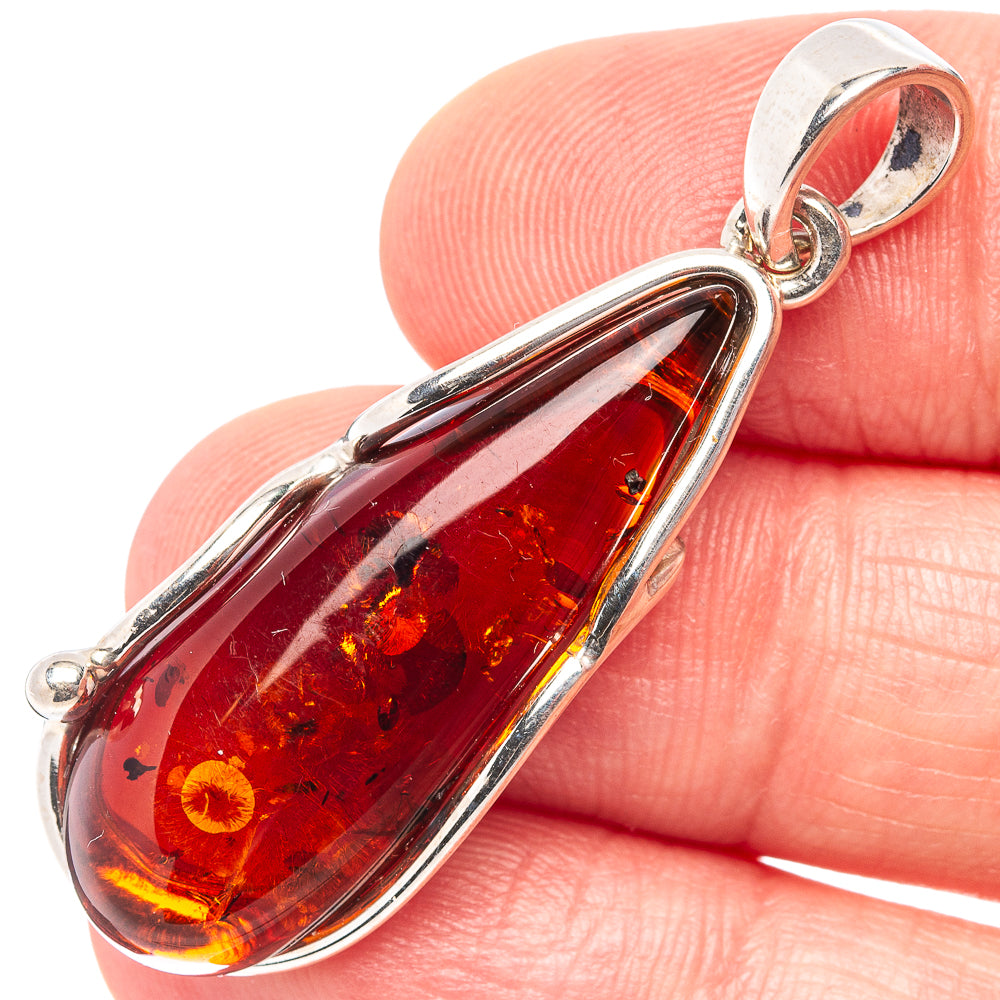 Baltic Amber Pendant 1 5/8" (.925 Sterling Silver)