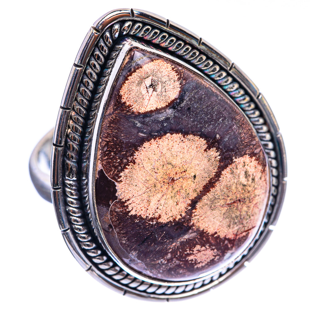 Large Poppy Jasper 925 Sterling Silver Ring Size 11