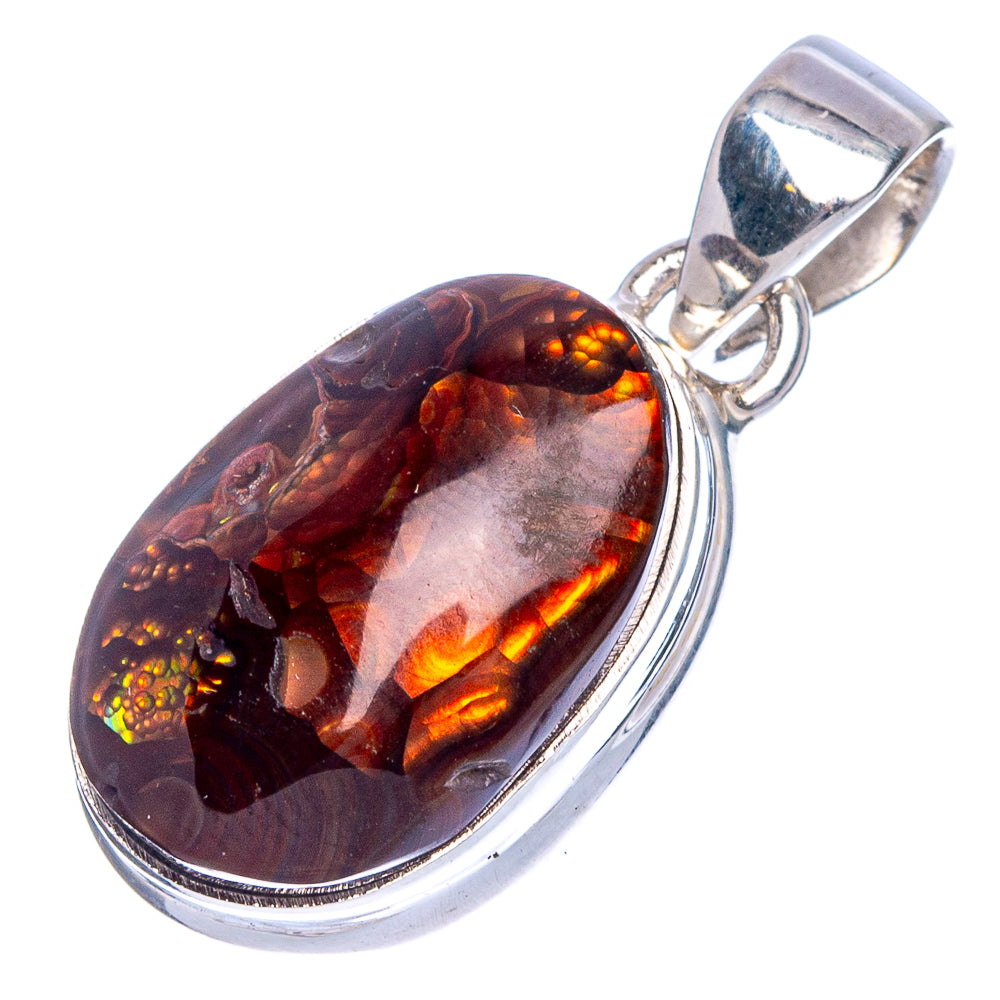 Rare Mexican Fire Agate Pendant 1 1/4" (925 Sterling Silver) P40546