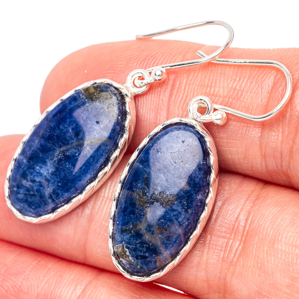 Sodalite Earrings 1 1/2" (925 Sterling Silver) E1485